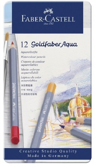 faber castell estuche de metal con 12 lapices de colores acuarelables goldfaber. faber castell 11461