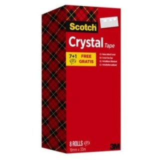 scotch pack 7+1 rollos cinta supertransparente 19mm x 33m crystal 6 1933r8 scoth 7100026961