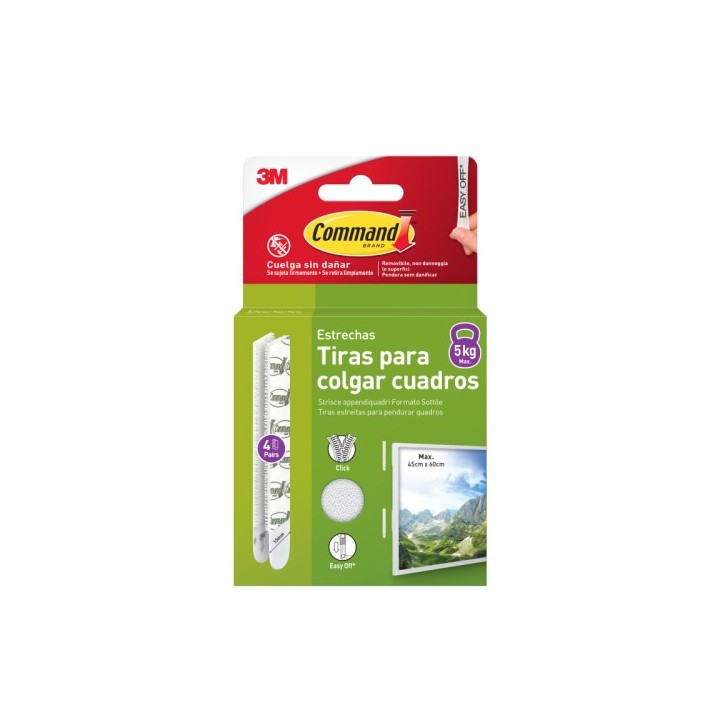 3m command blister tiras adhesivas estrechas para cuadros hasta 5kg command 17207whi 4 isp 3m 710033