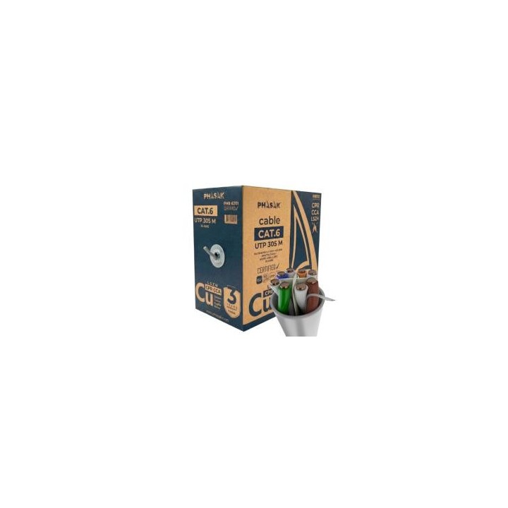 phasak bobina cable red phasak utp cat.6 lszh certificacion cpr  ignifugo  cca 305m gris phr 6201