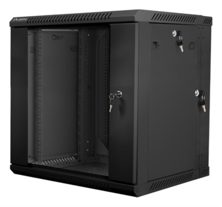 armario lanberg mural doble seccion rack 19" 12u/600x600 flat pack negro
