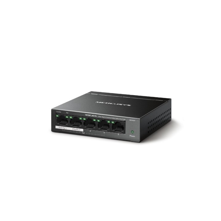 mercusys mercusys ms105gp switch gigabit ethernet  10/100/1000  energia sobre ethernet  poe  negro
