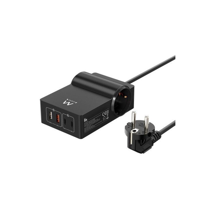 ewent estacion de carga usb gan fast de 65w â 2 usb a y 2 usb c