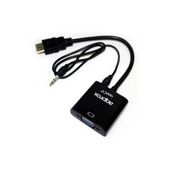 adaptador/cable approx hdmi a/m   vga hdb15/h c/audio negro