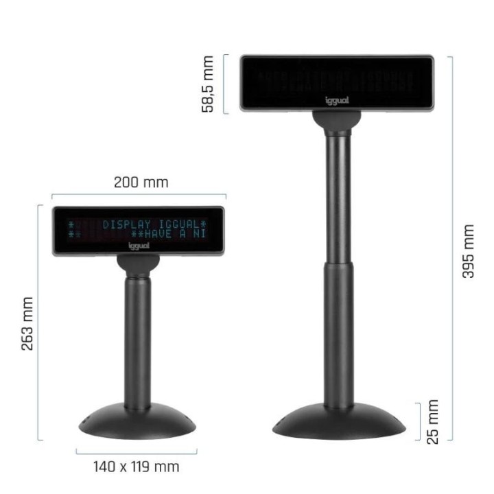 iggual visor tpv regulable usb vfd 7" info display
