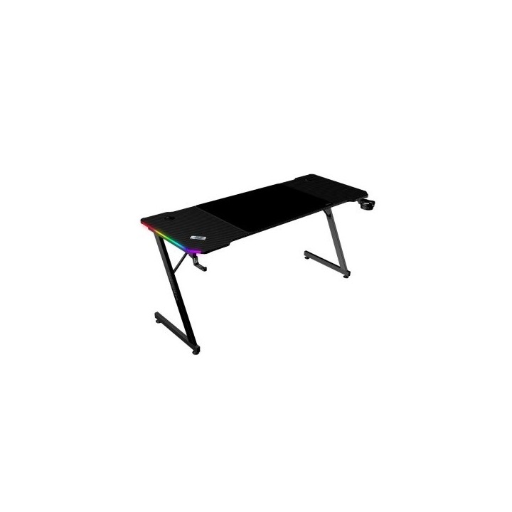 mesa mars gaming mgdx160rgb chasis acero 160x60x75 fibra de carbono rgb mando gestion cables negro