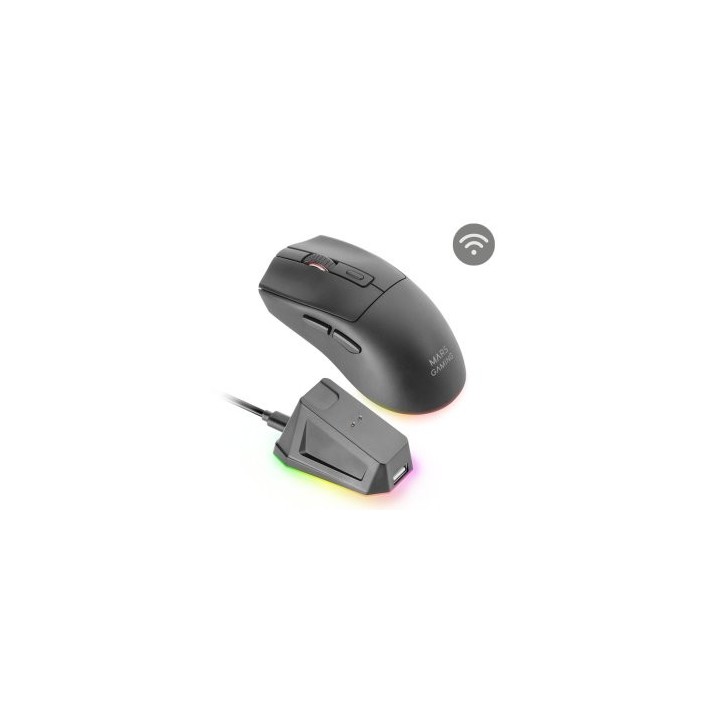 mouse mars gaming wireless y bluetooth mmt3 rgb base de recarga magnetica 14400 dpi color negro