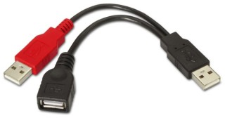 cable aisens usb 2.0 a/m+a alimentacion/m a/h negro 15cm