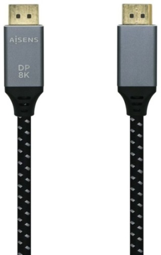 cable aisens displayport v1.4 8k60hz dp m dp m gris negro 0.5m