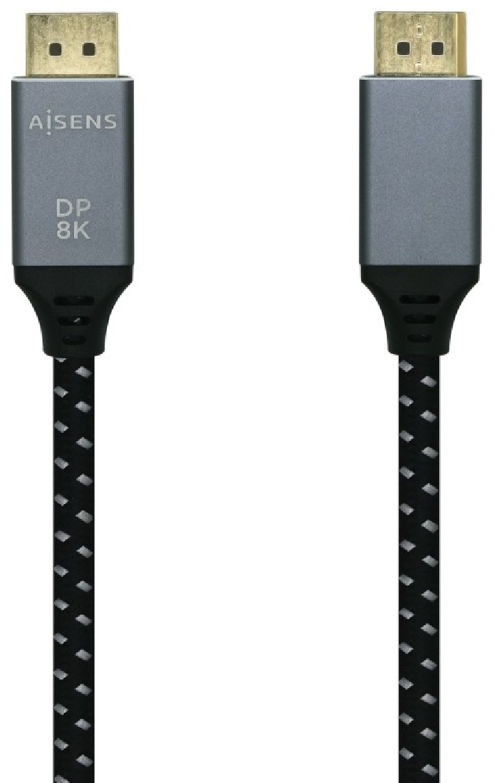 cable aisens displayport v1.4 8k60hz dp m dp m gris negro 0.5m