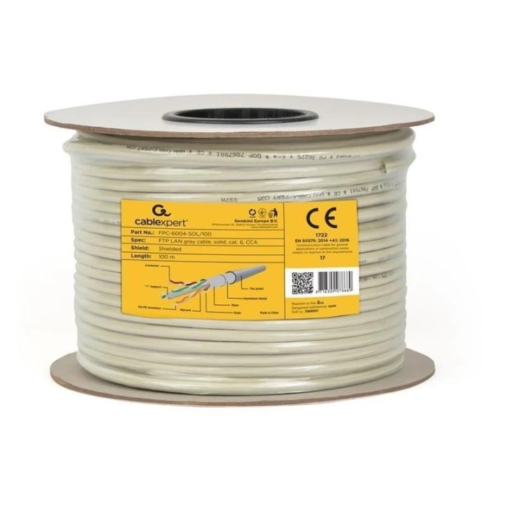 gembird cable lan cat6 ftp  cca , s?lido 100 m