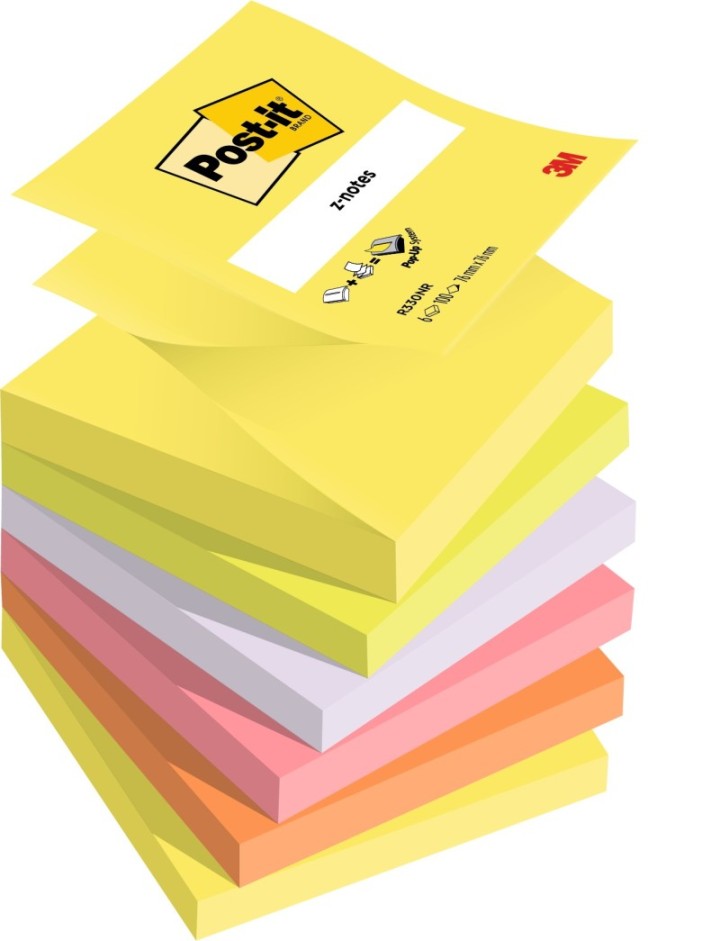 pack 6 bloc z notes post it 76x76 surtido neon