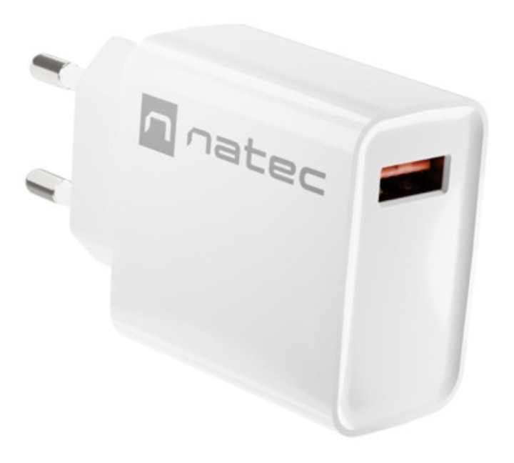 cargador natec ribera 18w 1xusb a qc3.0 blanco
