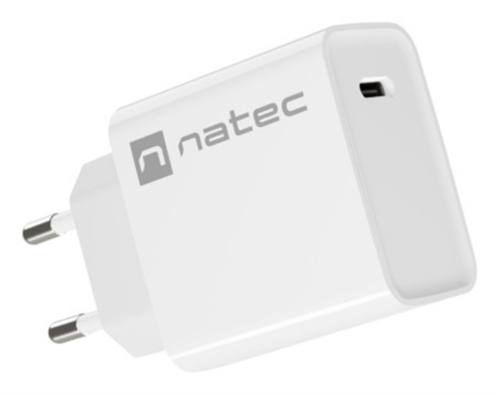 cargador natec ribera 20w 1xusb c pd3.0 qc3.0 blanco
