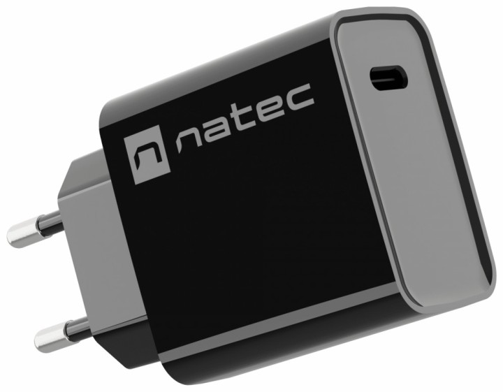 cargador natec ribera 20w 1xusb c pd3.0 qc3.0 negro