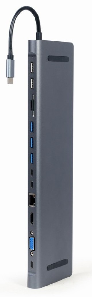 adaptador multipuerto gembird usbc 9en1 hub,hdmi,vga,pd,lector,lan,audio3,5
