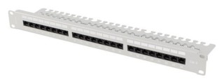 patch panel lanberg 24 puertos 1u 19" cat.6 utp con organizador cables gris
