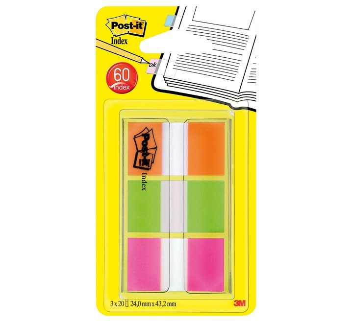 paq. 3 colores index med. 20h post it nar/ver/rosa