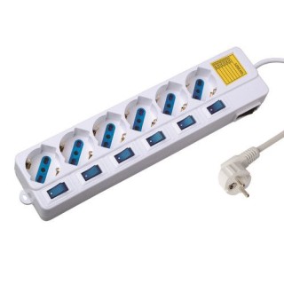 ewent ew3932 limitador de tension blanco 6 salidas ac 1,5 m