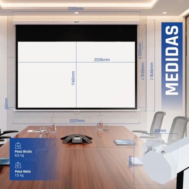 iggual pantalla manual 16 9 92" 203x114 cm