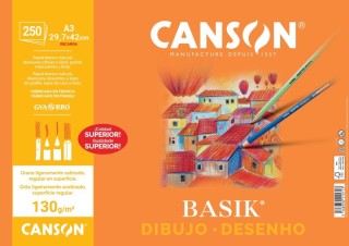 pack 250h canson basik 130g a3 retrac. liso