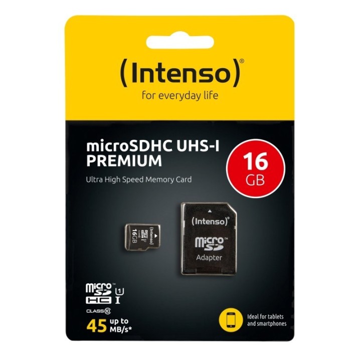 intenso 3423470 micro sd uhs i premium 16gb c/adap