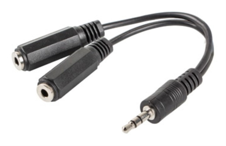 adaptador lanberg jack stereo macho a jack stereo hembra x2 10 cm negro