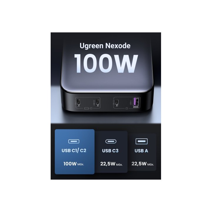 ugreen ugreen nexode universal gris corriente alterna carga rapida interior