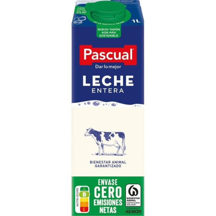 caja 6 briks leche pascual entera 1l