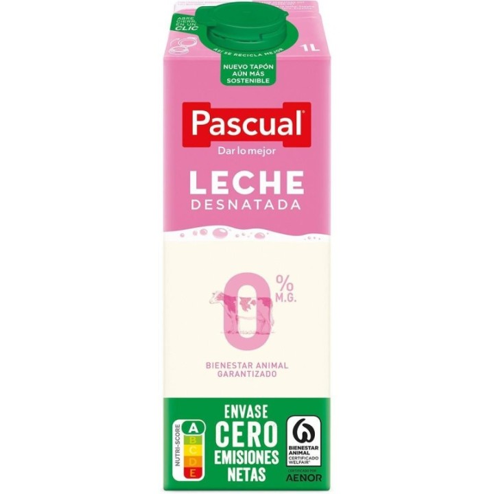 caja 6 briks leche pascual desnatada 1l