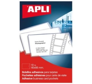 pack 10 bolsillos apli autoadh. tarjetero 60x95mm