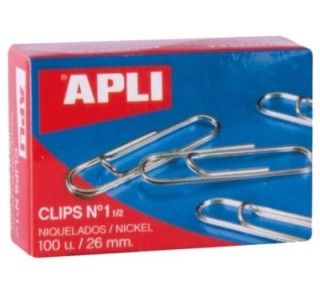 caja 100 clips apli niquelados no1 1/2 26mm