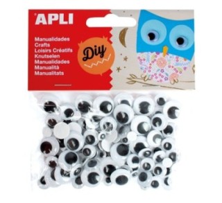 bolsa apli ojos moviles negros adh.redond 100 u