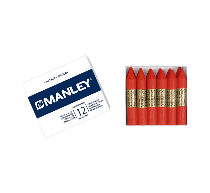 estuche 12 ceras manley mnc04522 escarlata