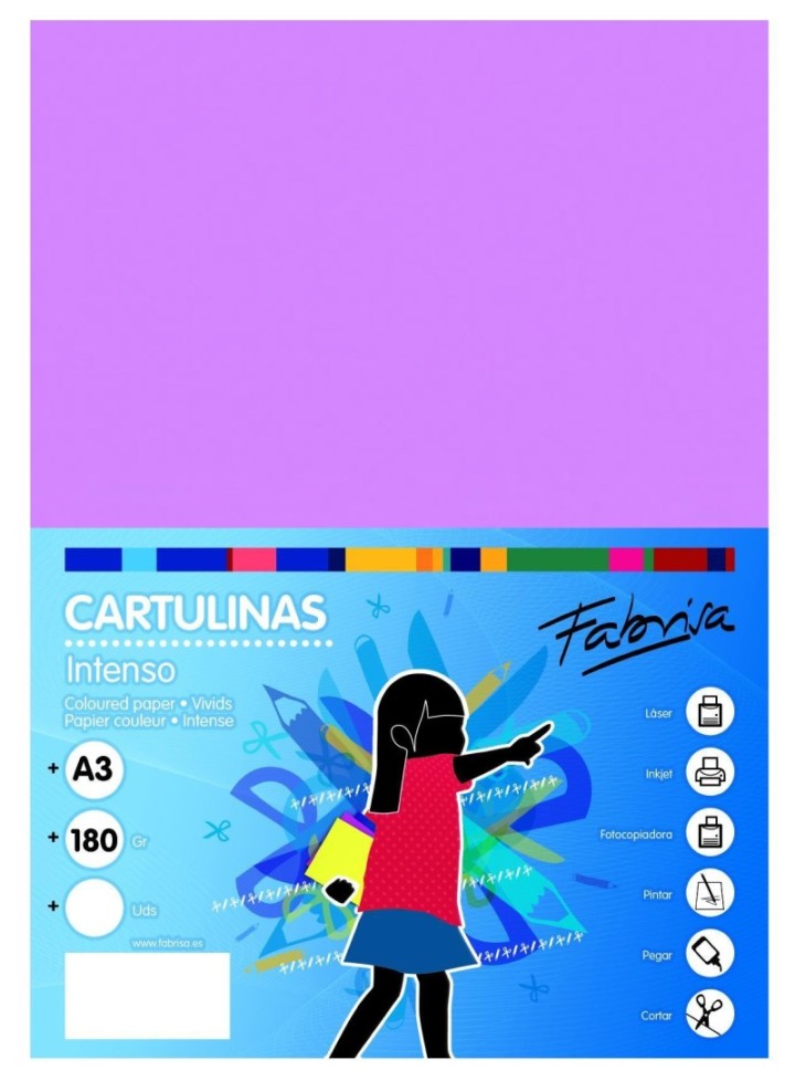 paq. 50h cartulina fabrisa 180gr a3 lila