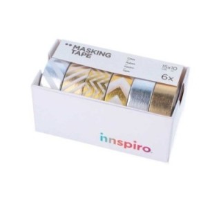 set 6 cinta washi tape innspiro serie metal stdo