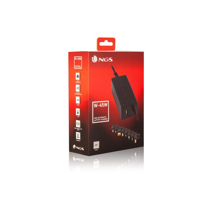 ngs ngs w 45w adaptador e inversor de corriente interior negro