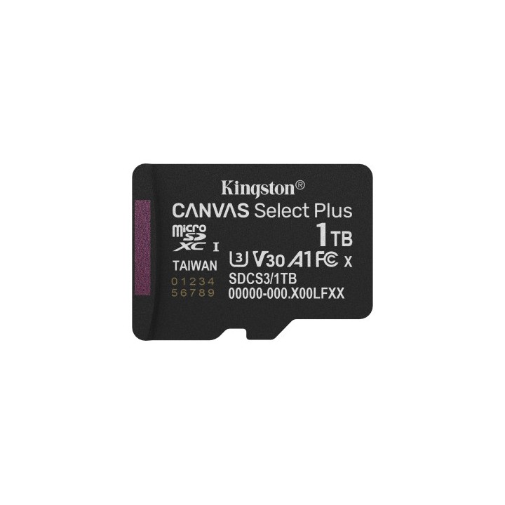 kingston kingston technology 1tb microsdxc canvas select plus gen3 150mb/s a1  incluye adaptador de