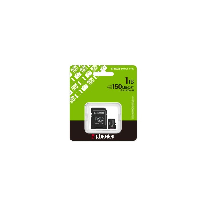 kingston kingston technology 1tb microsdxc canvas select plus gen3 150mb/s a1  incluye adaptador de