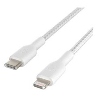 belkin cable lightning a usb tipo c belkin 2m    macho   macho    blanco trenzado