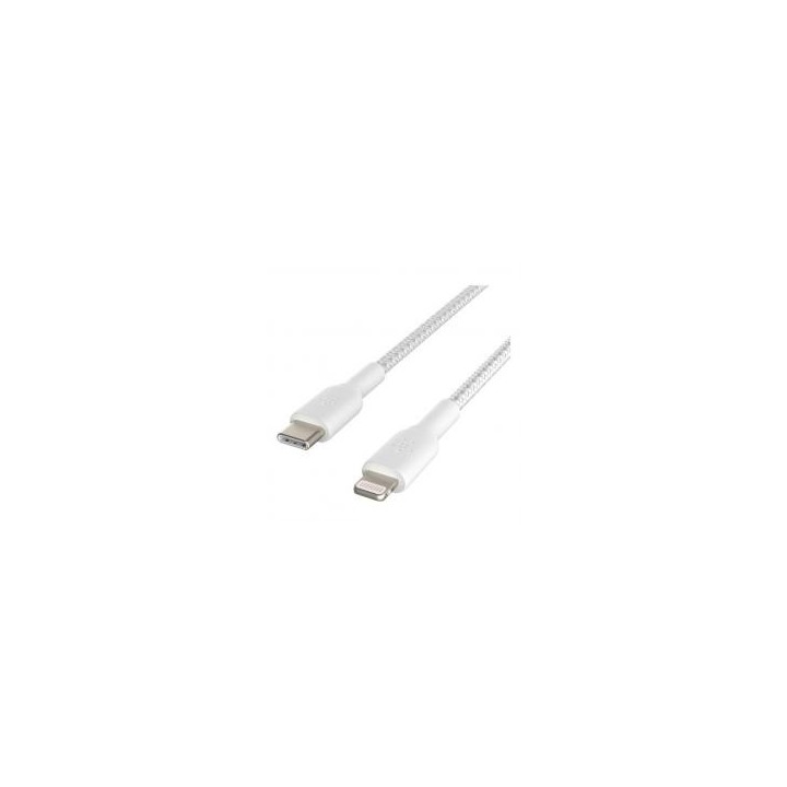 belkin cable lightning a usb tipo c belkin 2m    macho   macho    blanco trenzado