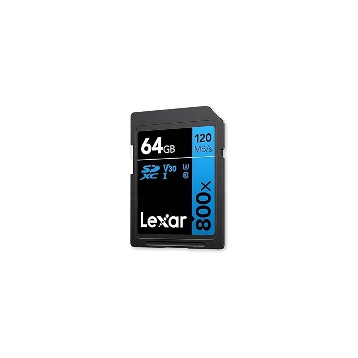 lexar lexar 64gb professional 800x pro sdxc uhs i cards,  up to 150mb/s read, c10 v30 u3