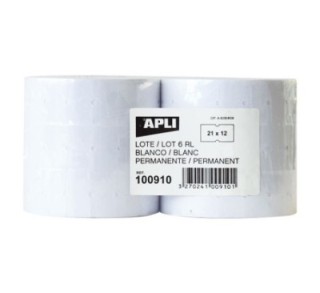 pack 6 rollos apli etiq 21x12mm perma rect bl