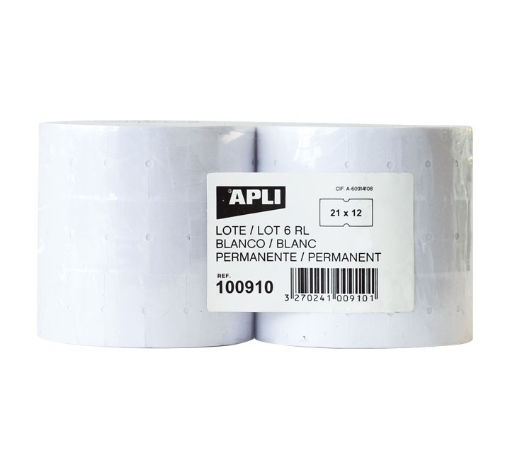pack 6 rollos apli etiq 21x12mm perma rect bl