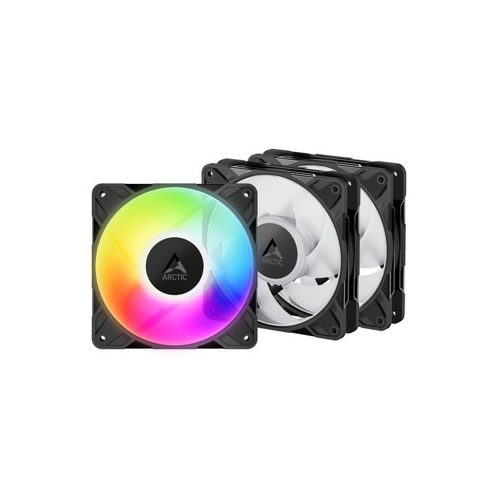 ventilador 12cm arctic p12 pro pwm negro a rgb pack 3 ventiladores