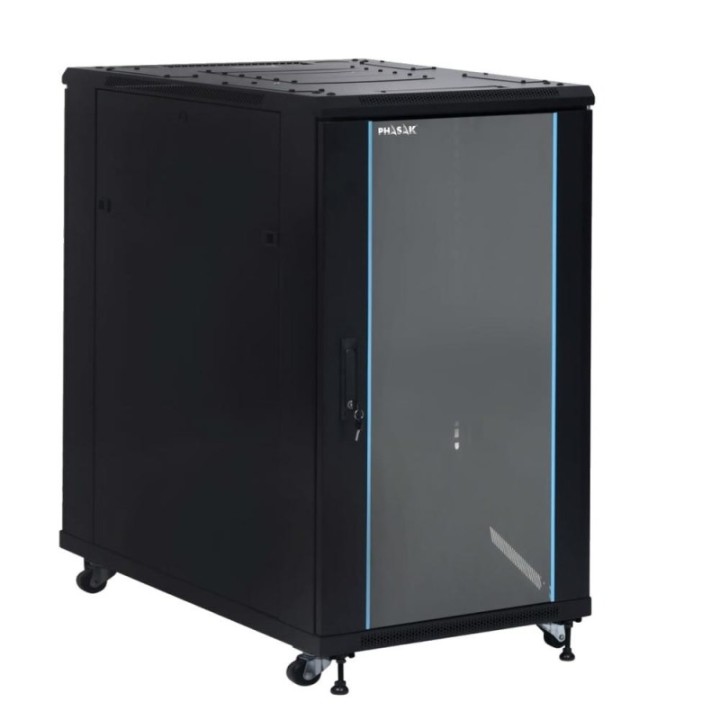 phasak armario rack de suelo 19 pulgadas phasak pro 22u negro 600x1000 montado pho 6122