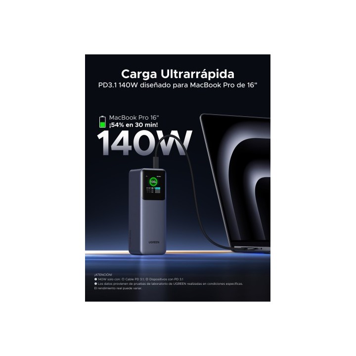 ugreen ugreen 25000mah 200w fast charging powerbank gris