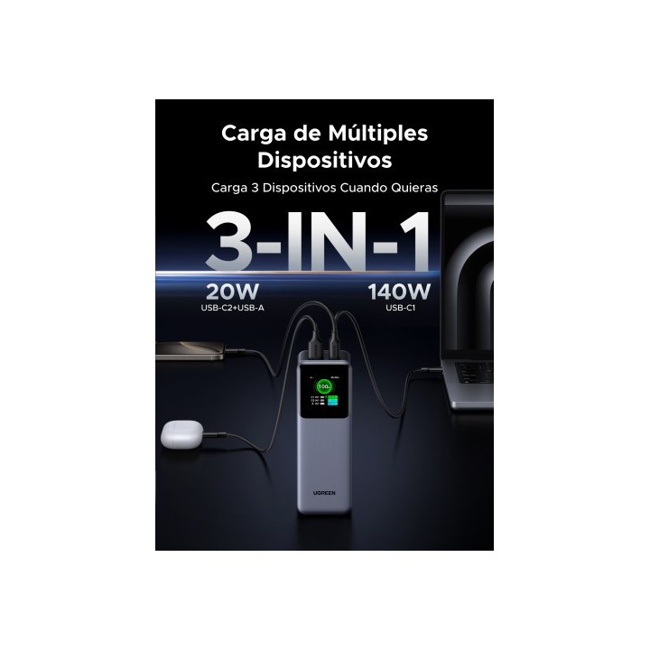 ugreen ugreen 25000mah 200w fast charging powerbank gris