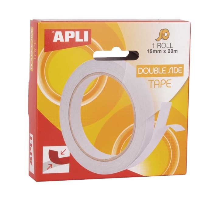 cinta adh. apli doble cara 15mmx20m transp