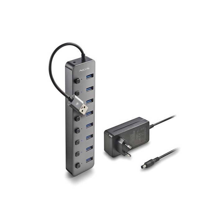 ngs ngs ihub 8 usb 2.0 type a 5000 mbit/s gris